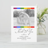 Modern Pride Rainbow Flag Lesbian Gay Wedding Bedankkaart (Staand voorkant)