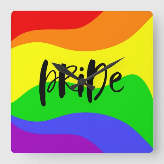 Modern Pride Rainbow Vierkante Klok (Voorkant)