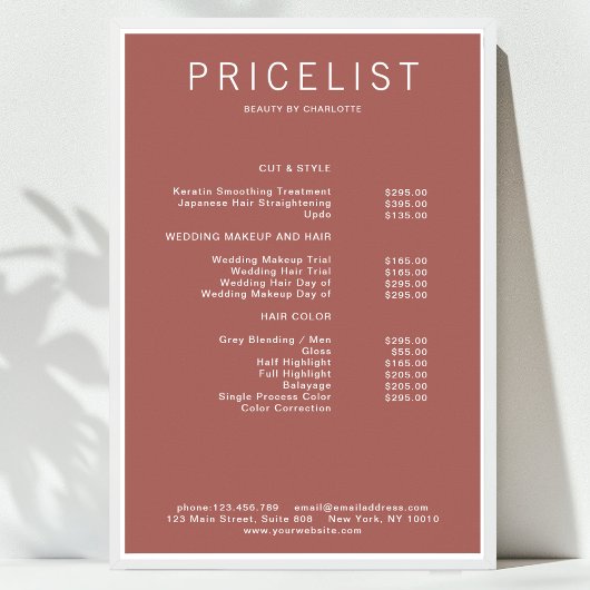 Modern, prijslijst Poster