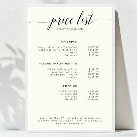 Modern, prijslijst Poster