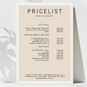 Modern, prijslijst Poster