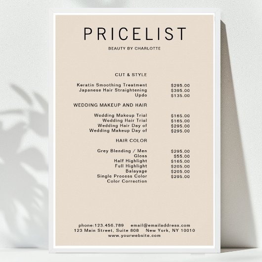 Modern, prijslijst Poster