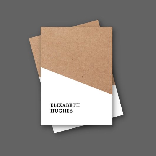 Modern Printed Kraft Paper White Geometric Visitekaartje