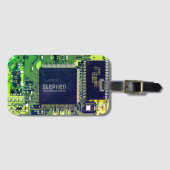 Modern printplaatontwerp Voeg naam toe Geeky Bagagelabel (Voorkant (horizontaal))