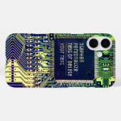 Modern printplaatontwerp Voeg naam toe Geeky Case-Mate iPhone Case (Achterkant (horizontaal))