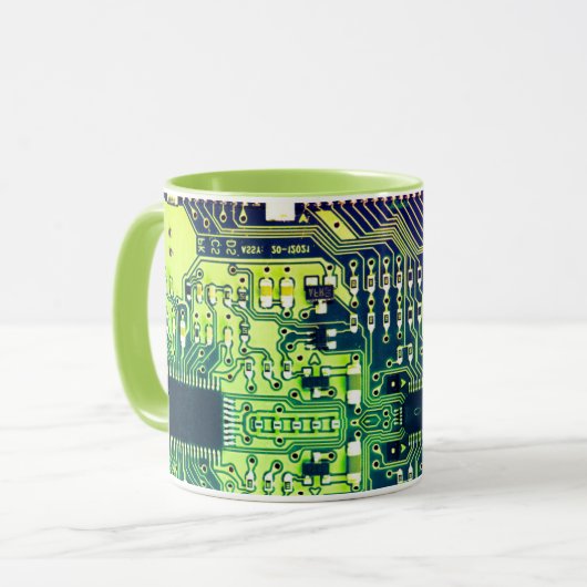 Modern printplaatontwerp Voeg naam toe Geeky Mok (Voorkant links)