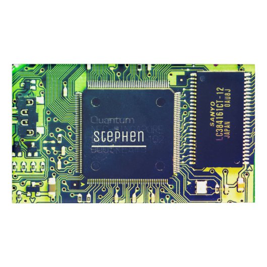 Modern printplaatontwerp Voeg naam toe Geeky Naambadge (Voorkant)