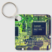 Modern printplaatontwerp Voeg naam toe Geeky Sleutelhanger (Voorkant)