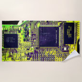 Modern printplaatontwerp Voeg naam toe Geeky Strandlaken (Voorkant)