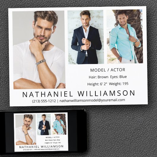 Modern Pro Model Actor 3 Foto's Comp Kaart