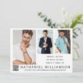 Modern Pro Model Actor 3 Foto's QR Code Comp Kaart (Staand voorkant)