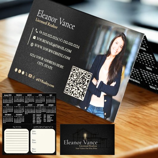 Modern Professional 2026 Pocket Calendar Folded Visitekaartjes