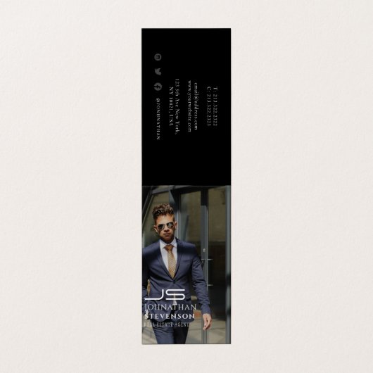 Modern Professional Black en White Photo Monogram Visitekaartjes (Buitenkant ongevouwen)