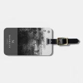 Modern Professional Black Grey Monogrammed Bagagelabel (Voorkant horizontaal)