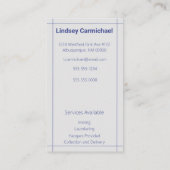 Modern Professional Blue Ironing Service Visitekaartje (Achterkant)