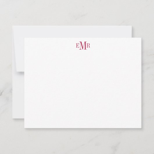 Modern Professional Burgundy 3 Monogram Initiaal Notitiekaartje (Voorkant)