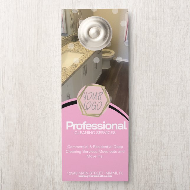 Modern Professional Cleaning Services Pink (Op knop)