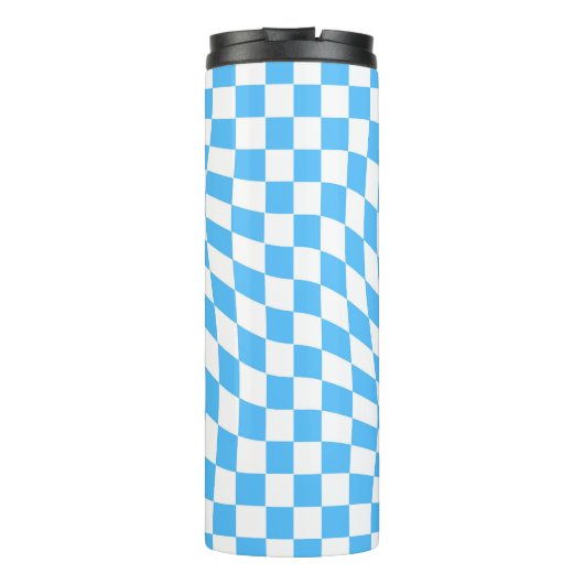 Modern Professional Custom Merk Checker Bleek Blue Thermosbeker (Achterkant)
