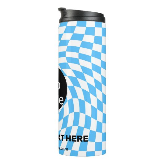 Modern Professional Custom Merk Checker Bleek Blue Thermosbeker (Geroteerd rechts)