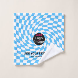 Modern Professional Custom Merk Checker Bleek Blue Washandje