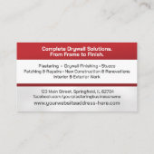 Modern Professional Drywall Plastering Services  Visitekaartje (Achterkant)