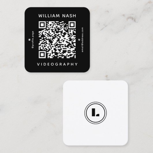 Modern professional duotone QR code Vierkante Visitekaartje (Voorkant / Achterkant)