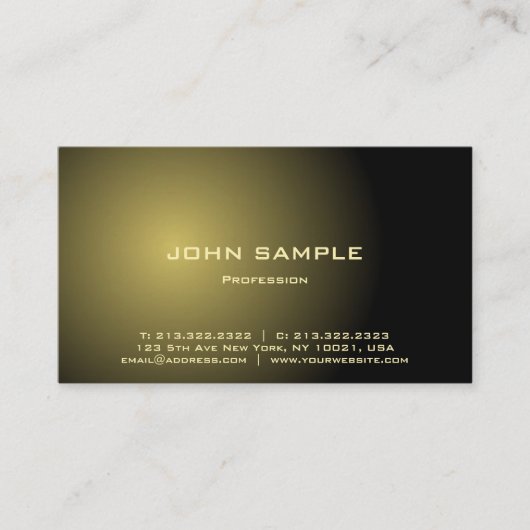 Modern Professional Elegant Black en Gold Matte Visitekaartje (Voorkant)