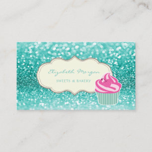 Modern Professional, Glitter Bokeh, Cupcake Visitekaartje