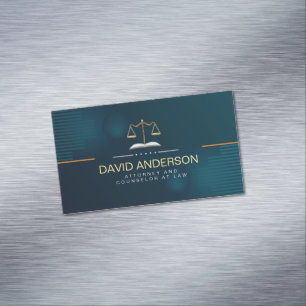 Modern Professional Green Gold Lawyer Magnetisch Visitekaartje