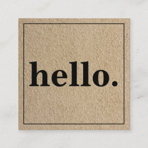 Modern Professional Minimalist Rustic Kraft Hallo Vierkante Visitekaartje
