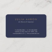 Modern Professional Navy Blue en Gold Script Visitekaartje (Achterkant)
