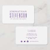 Modern Professional Plain White en Royal Paars Visitekaartje (Voorkant / Achterkant)