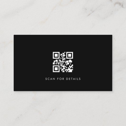 Modern Professional QR Code Minimalist Black White Visitekaartje (Achterkant)