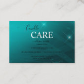 Modern Professional Turquoise Candle Care Visitekaartje (Achterkant)