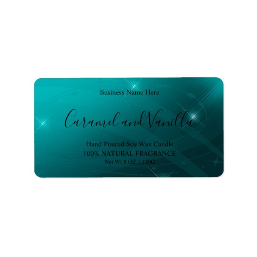 Modern Professional Turquoise-kaarsenlabel Etiket (Voorkant)