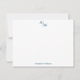 Modern Professioneel 2 Monogram Basis Marine Blauw Notitiekaartje