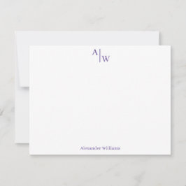 Modern Professioneel 2 Monogram Chic Violet Paarse Notitiekaartje