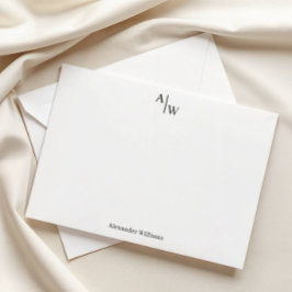 Modern Professioneel 2 Monogram Initiaal Basis Zwa Notitiekaartje