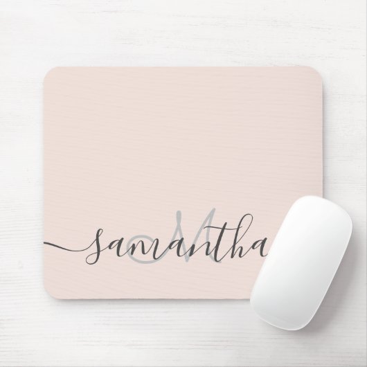 Modern professioneel blush roze monogram muismat (Met muis)
