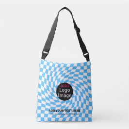 Modern Professioneel Chic Checker Bord Blue Custom Crossbody Tas