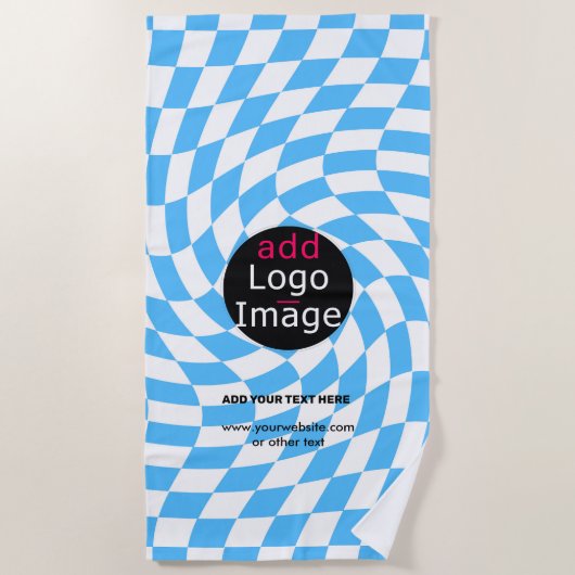 Modern Professioneel Chic Checker Bord Blue Custom Strandlaken (Voorkant)