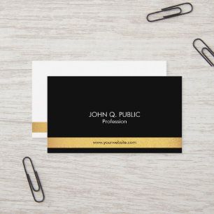 Modern Professioneel Elegant Goud Zwart-Wit Visitekaartje