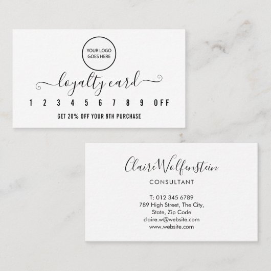 Modern Professioneel Logo Zwart En Wit Klantenkaartje (Voorkant / Achterkant)