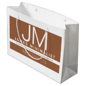 Modern Professioneel Minimaal Design | Bruin & Wit Groot Cadeauzakje (Achterkant Gekanteld)