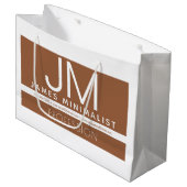 Modern Professioneel Minimaal Design | Bruin & Wit Groot Cadeauzakje (Voorkant Gekanteld)