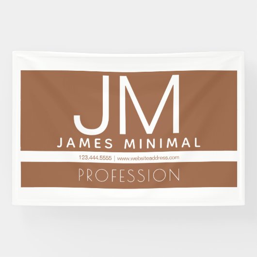 Modern Professioneel Minimaal Design | Bruin & Wit Spandoek (Horizontaal)