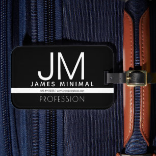 Modern Professioneel Minimaal Design Zwart & Wit Bagagelabel