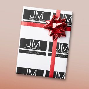 Modern Professioneel Minimaal Design Zwart & Wit Cadeaupapier