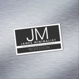 Modern Professioneel Minimaal Design   Zwart & Wit Magnetisch Visitekaartje