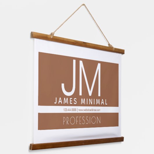 Modern professioneel minimaal ontwerp | Bruin & Wi Hangend Wandkleed (Gebogen)